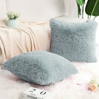 Jedinstvene ponude Fau krzneni shaggy dekorativni jastučni jastuk pokriva prašak plavi 24 24