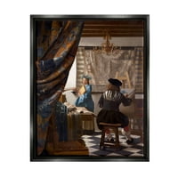 Stupell Industries Alegorija slikanja Johannes Vermeer Klasično portretno slikanje Jet Crno plutajuće uokvireno