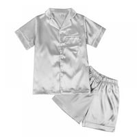 Ljetna dječja odjeća za djevojčice jednobojna bluza kratkih rukava s kratkim rukavima hlače pidžama odijelo 4