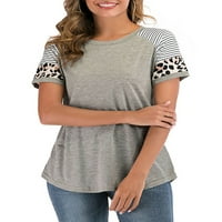 Ženske majice kratkih rukava s kratkim rukavima majica s ležernom tunikom s okruglim vratom u boji bluza s krpastim