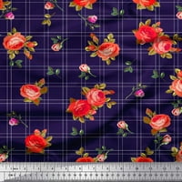Pletena tkanina od rajona od jarde s otiskom lišća i ruža širine dvorišta