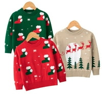 A / mekani Božićni džemper za dječake i djevojčice pamučni pulover pleteni vrhovi s okruglim vratom toplo dno