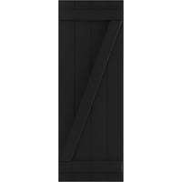 Ekena Millwork 1 2 W 69 H TRUE FIT PVC Four Board Pridružena ploča-n-batten roleta W Z-Bar, Black
