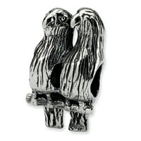 Ljubavne ptice šarm. Sterling Silver Antiqued Finish Reflection Gards - QRS373