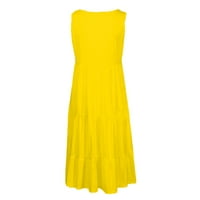 Ljetna haljina Ženska žuta poliesterska ženska Svečana ljetna jednobojna haljina za plažu bez rukava