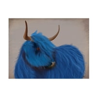 Fab Funky 'Highland Cow Blue Portret' platno umjetnost