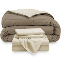 5-dijelni poplun od mikrovlakana u Pješčanoj sivoj boji,set pješčanih plahti, reverzibilni krevet u vreći, veličina