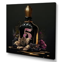Dizajnerska šik bočica parfema s ružičastim ružama _ zidna umjetnost na platnu