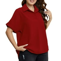 Ljetna ženska jednobojna majica kratkih rukava s okruglim vratom nepravilnog oblika majica bluze