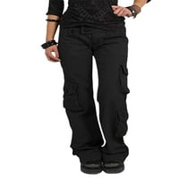 Inevene ženske teretne hlače s džepovima, vanjskim radnim hlačama s visokim strukom, hlače širokih nogu