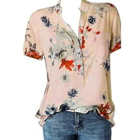 Frakarni cvjetni vrhovi za žene gumb dolje modno ležerno duge košulje s kratkim rukavima bluza