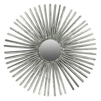 Okruglo metalno ogledalo, u srebrnoj boji