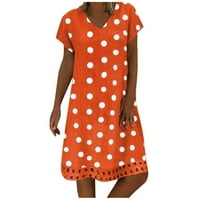 Modne žene casual labave polka dot print colorblock kratki rukavi s V-izrezom haljina s ljetnom haljinom maxi