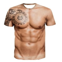Rasprodaja muških majica u A-listi Plus Size 3-inčni mišićavi Muški Print Fitness Majica kratkih rukava s okruglim