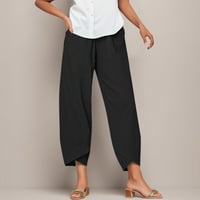 Vedolay Women Ljetna čvrsta boja Elastičnog struka Ravne ležerne hlače, sive 3xl