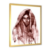 Designart 'Crno -bijeli portret mlade Indijanke II' Moderni uokvireni umjetnički tisak