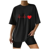 Tuphregyow ženska trendovska bluza za čišćenje vrhova posada modna odjeća elektrokardiogram tiskanje srca tiskanje