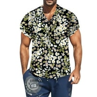 Muška havajska majica s printom od 3 a, ležerna ljetna bluza, majice s kratkim rukavima na kopčanje, muška majica