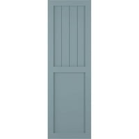 Ekena Millwork 15 W 45 H TRUE FIT PVC Farmhouse kombinacija ravne ploče Fiksna nosača, mirna plava