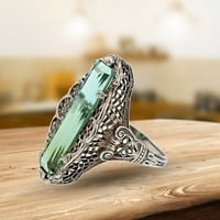 Ženski prsten od zelenog kubičnog cirkonija, izdubljen, Vintage prsten za prste za svadbene zabave, rođendanske