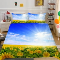 Set posteljine s printom plavog neba i suncokreta visokokvalitetna kućna posteljina dekor spavaće sobe Kraljica