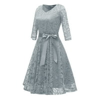 Haljine za žene vintage princeza cvjetna čipka s V-izrezom zabava Aline Swing haljina